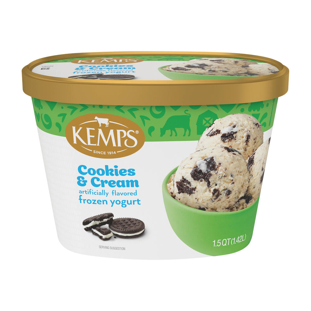 Kemps Cookies & Cream Frozen Yogurt, 1.5 qt