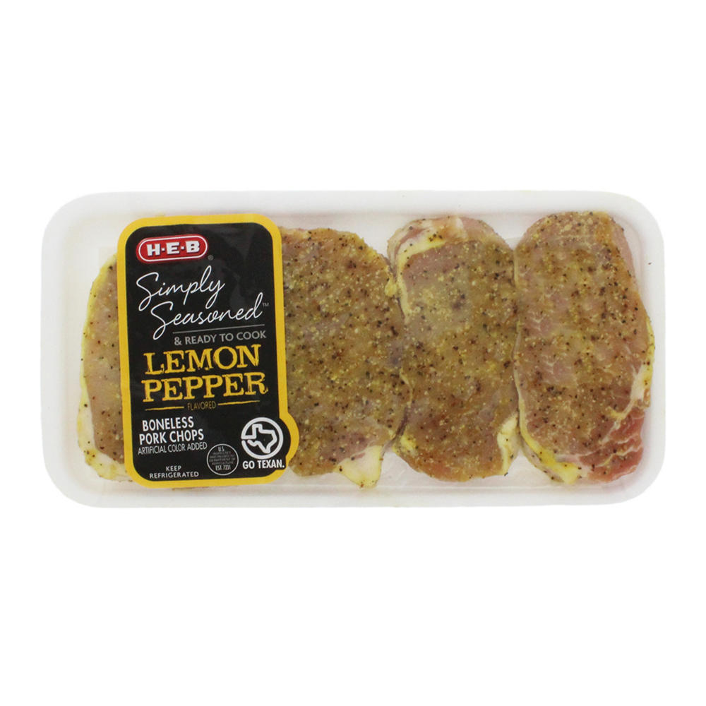 H-E-B Lemon Pepper Seasoned Boneless Pork Chops, Avg. 1.0 lb