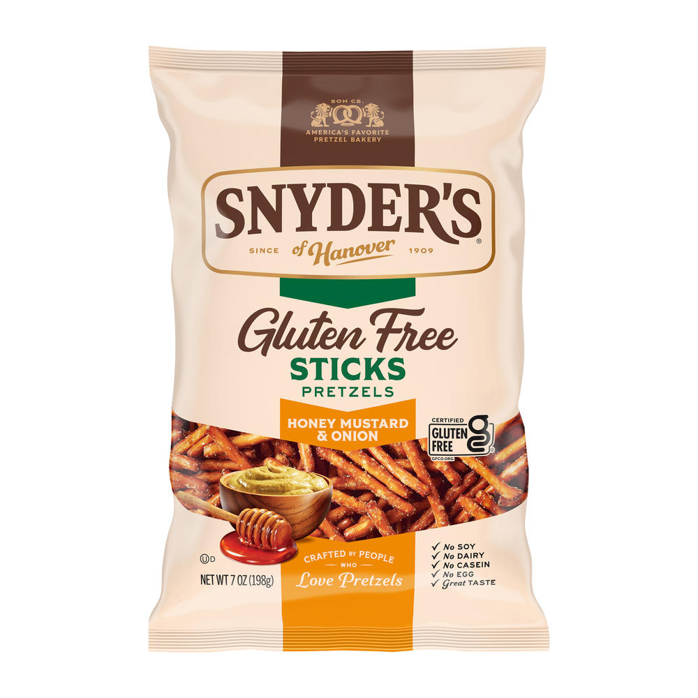 Snyder's of Hanover Gluten Free Honey Mustard & Onion Pretzel Sticks, 7 oz