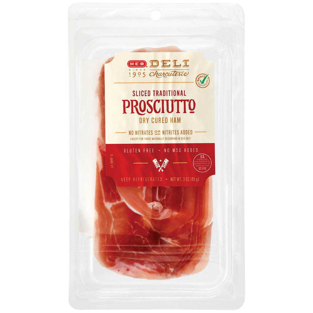 H-E-B Deli Sliced Traditional Prosciutto, 3 oz