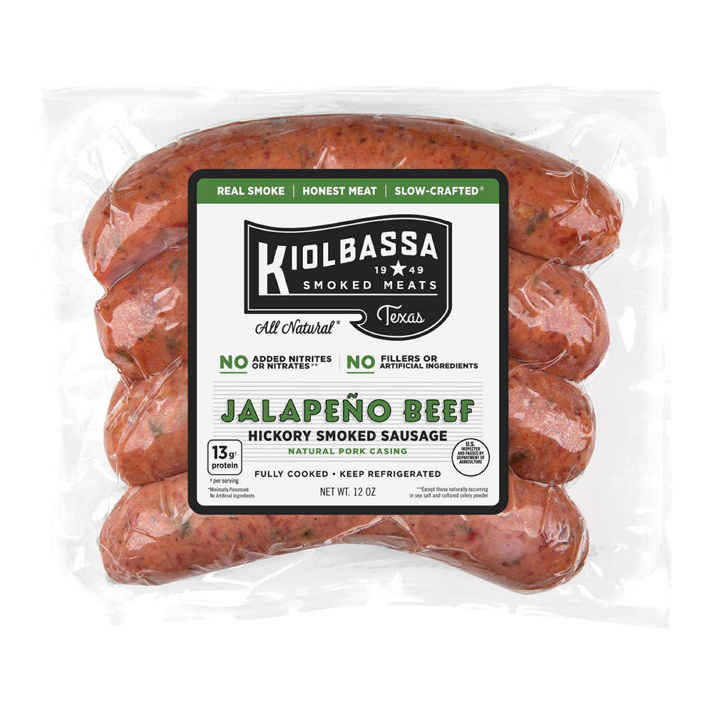 Kiolbassa Jalapeño Beef Hickory Smoked Sausage, 4 ct, 12 oz
