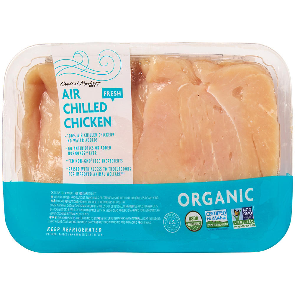 Central Market Organic Air-Chilled Chicken Breast Cutlet, Avg. 1.2 lbs