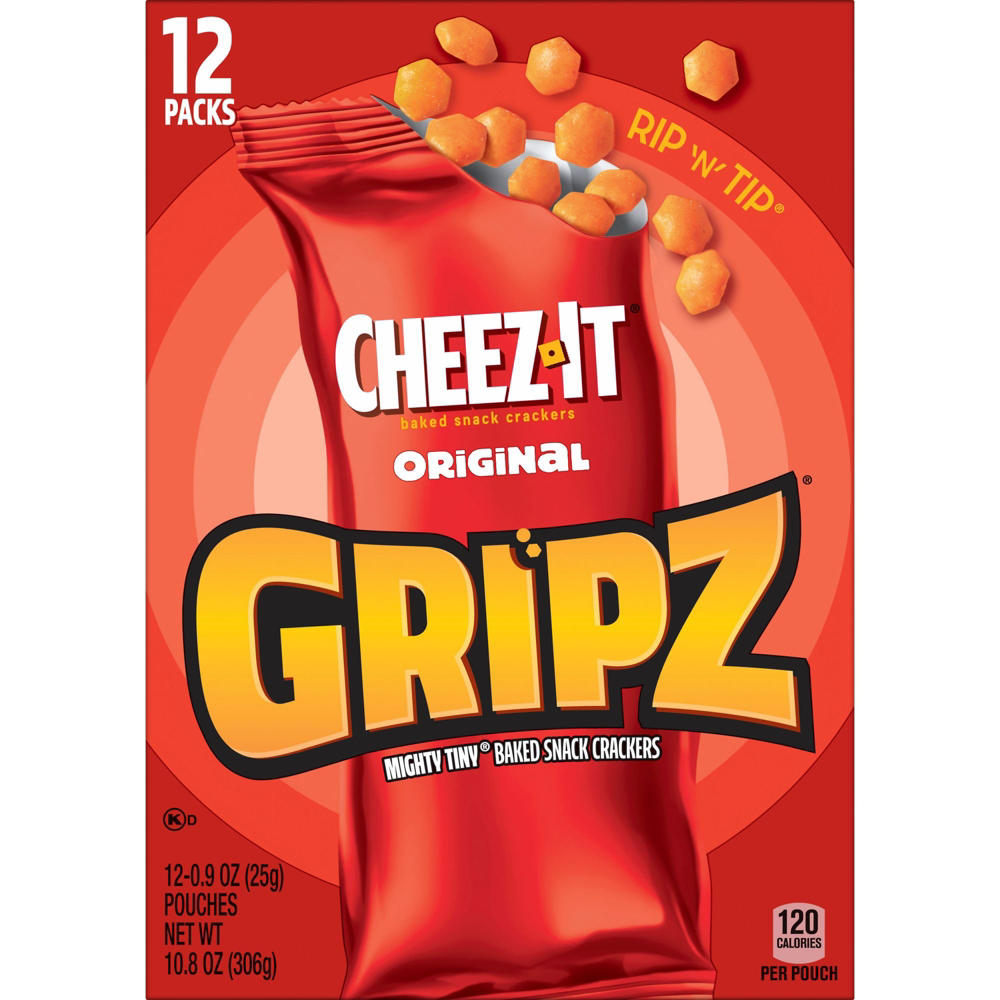 Cheez-It Gripz Original Tiny Baked Snack Cheese Crackers, 10.8 oz, 12 ct