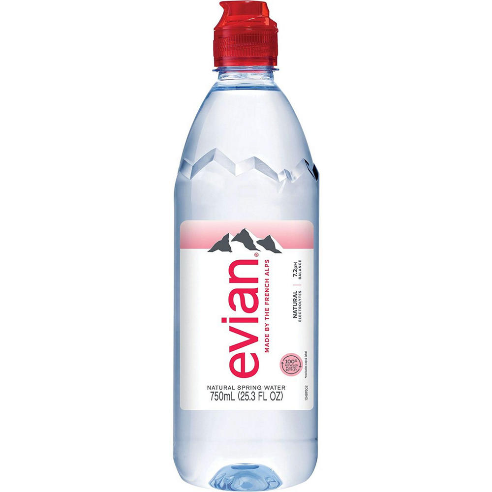 Evian Natural Spring Water Bottle, 750 mL