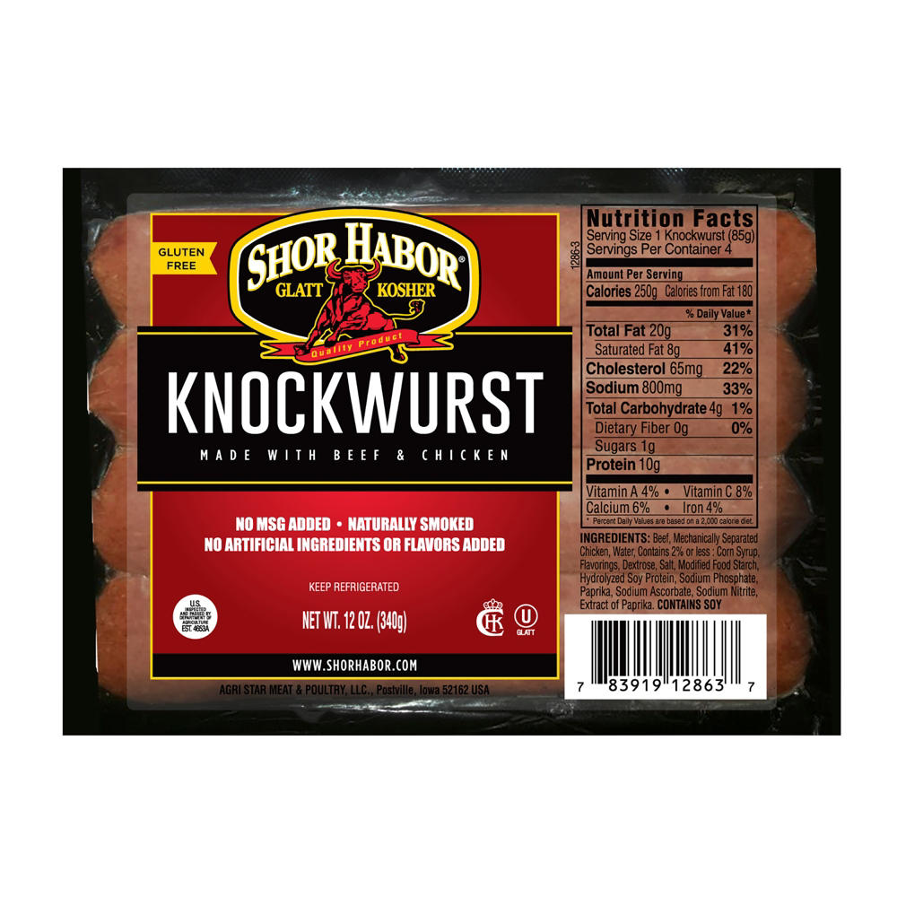 Shor Habor Kosher Knockwurst, 12 oz