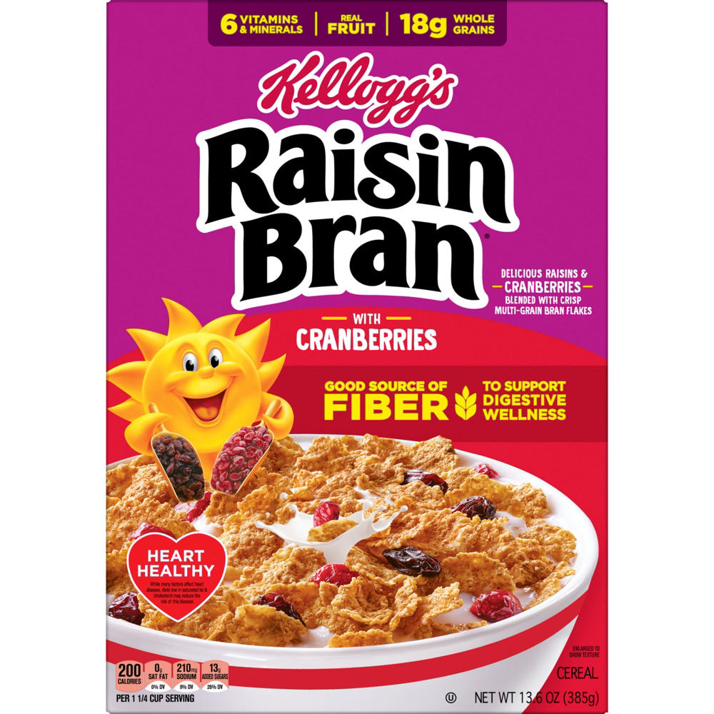 Kellogg's Raisin Bran Original with Cranberries Cold Breakfast Cereal, 14 oz