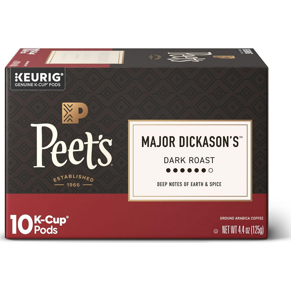 Peet's Coffee Major Dickason's Blend Dark Roast Single Serve Coffee Pods, 10 ct
