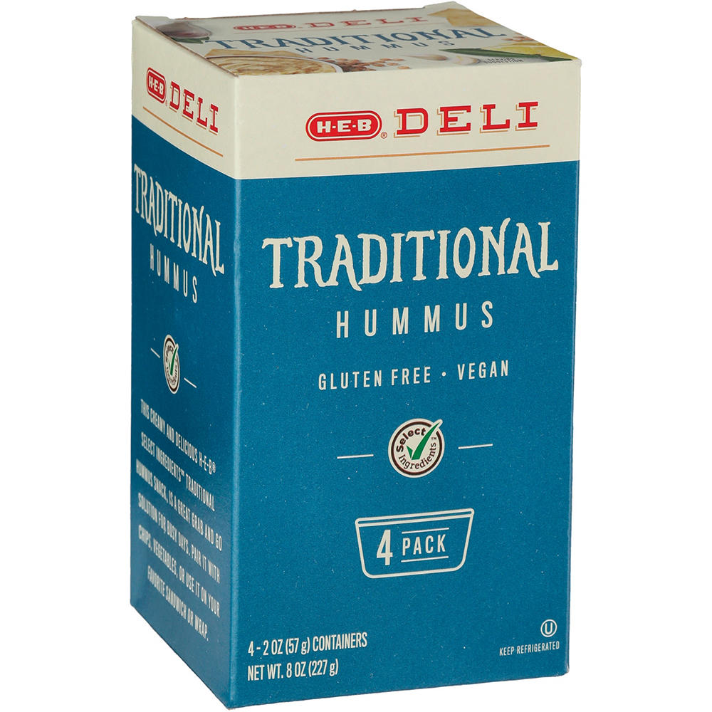 H-E-B Deli Snack Pack - Traditional Hummus, 4 ct