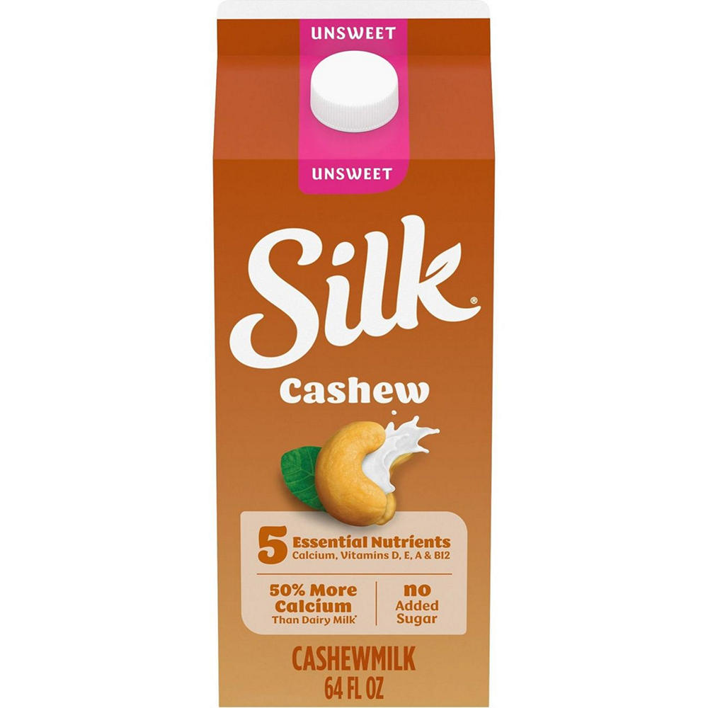Silk Unsweetened Cashew Milk, 1/2 gal