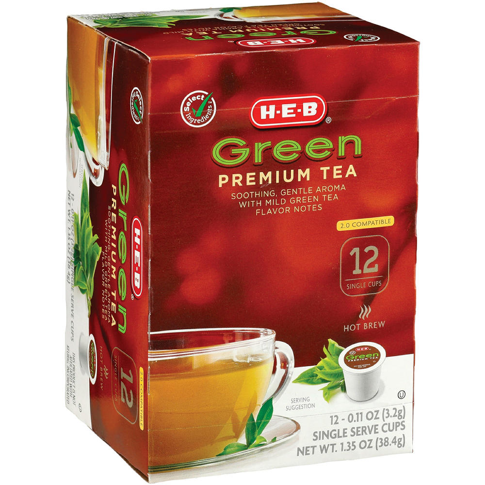H-E-B Green Tea Single Serve Cups, 12 ct