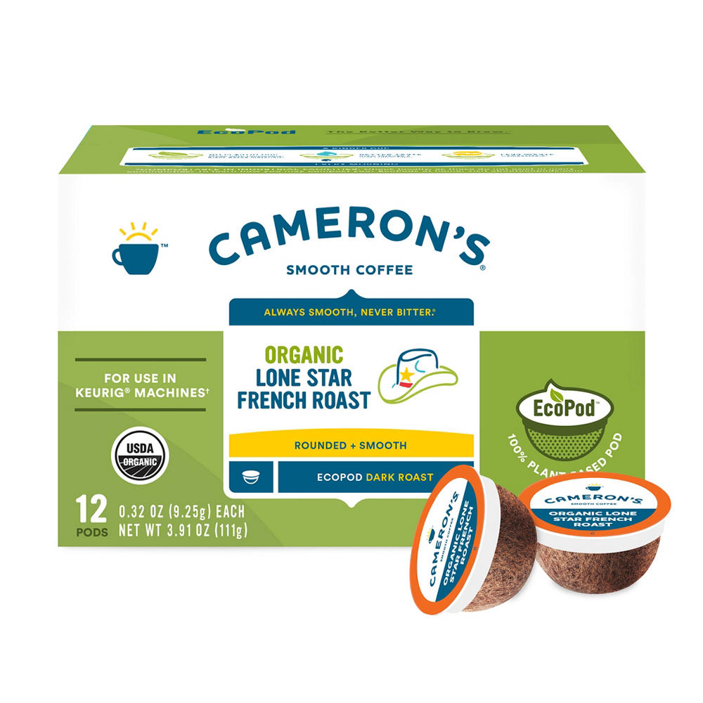 Cameron's Lone Star French Roast Single Serve Coffee Eco Pods, 12 ct