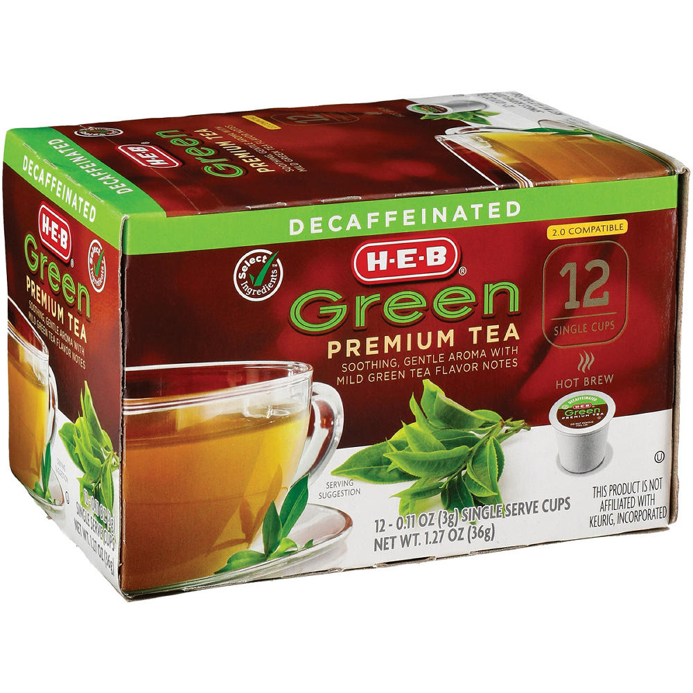 H-E-B Decaffeinated Green Tea Single Serve Cups, 12 ct