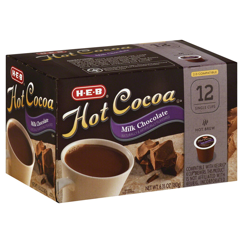 H-E-B Milk Chocolate Cocoa Single Serve Cups, 12 ct