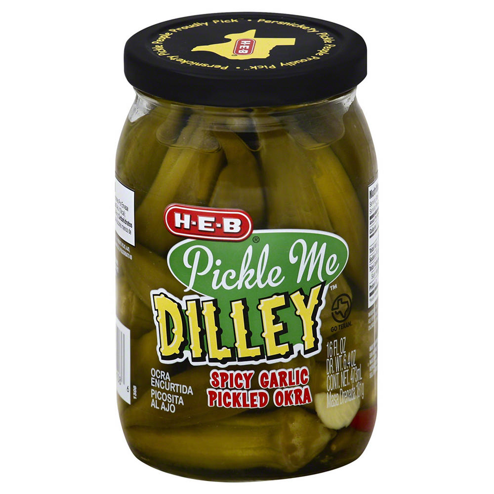 H-E-B Pickle Me Dilley Spicy Garlic Pickled Okra, 16 oz