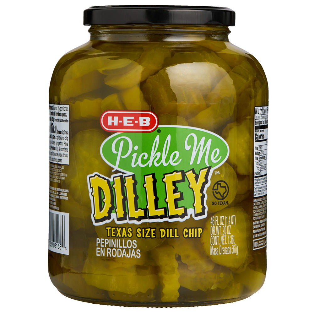 H-E-B Pickle Me Dilley Texas-Size Dill Pickle Chips, 46 oz