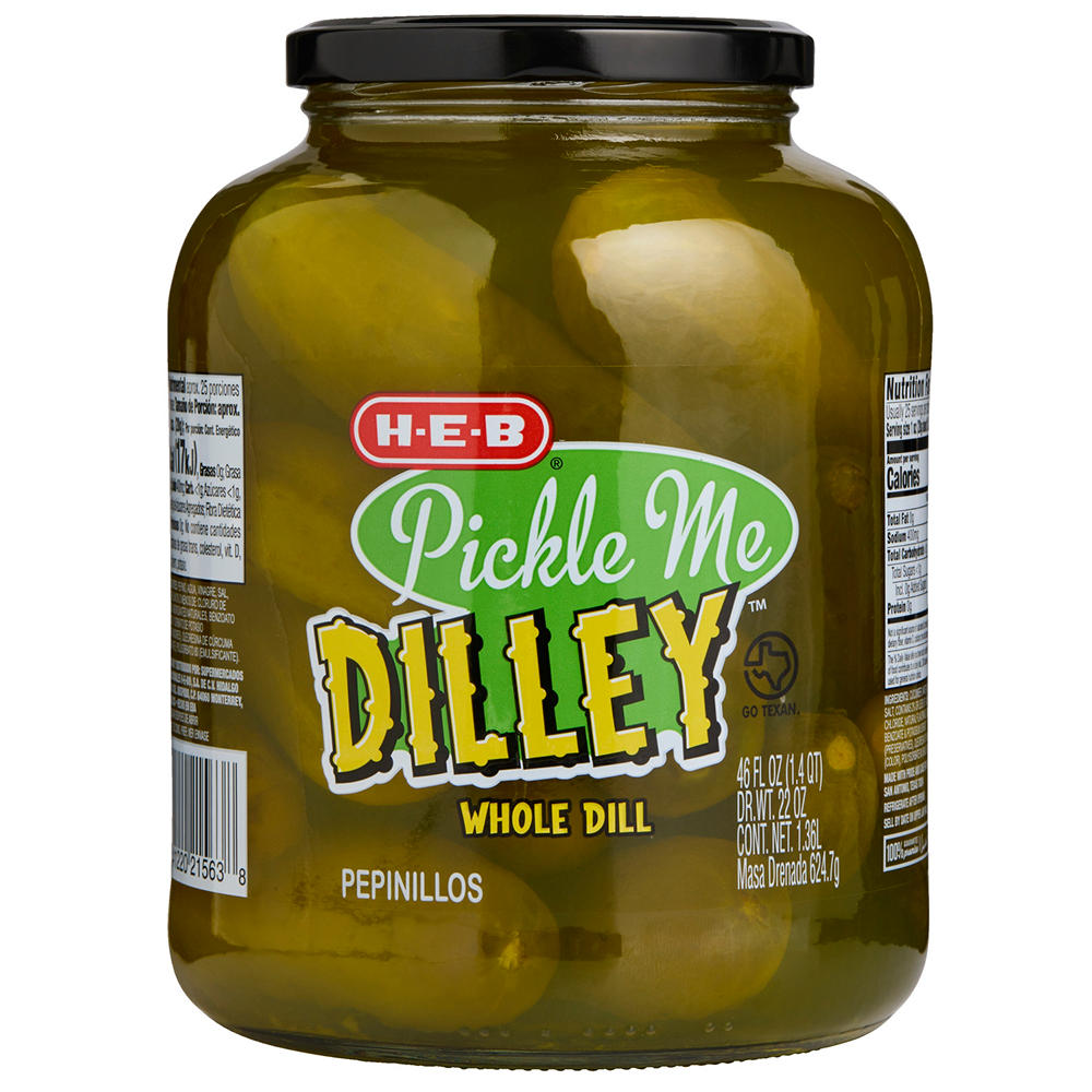 H-E-B Pickle Me Dilley Whole Dill Pickles, 46 oz