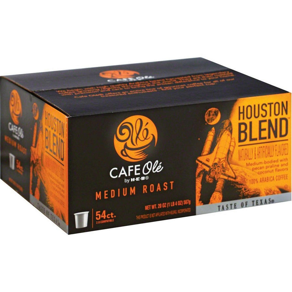 CAFE Olé by H-E-B Houston Blend Medium Roast Coffee Single Serve Cups - Value Pack, 54 ct