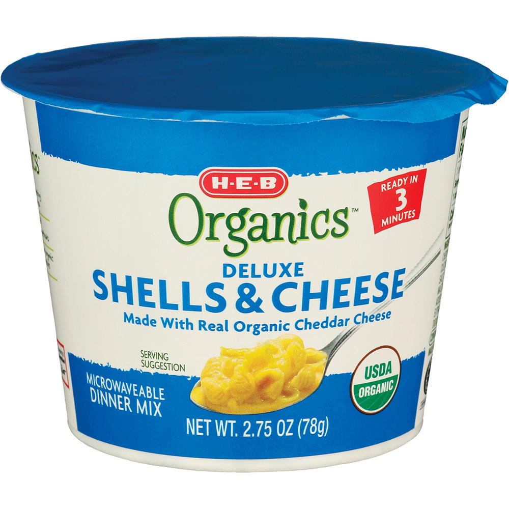 H-E-B Organics Deluxe Shells & Cheese Cup, 2.75 oz