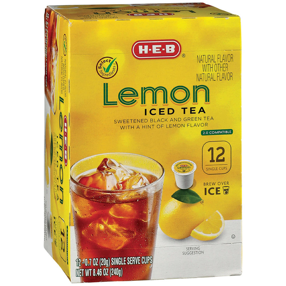 H-E-B Iced Tea Single Serve Cups - Lemon, 12 ct