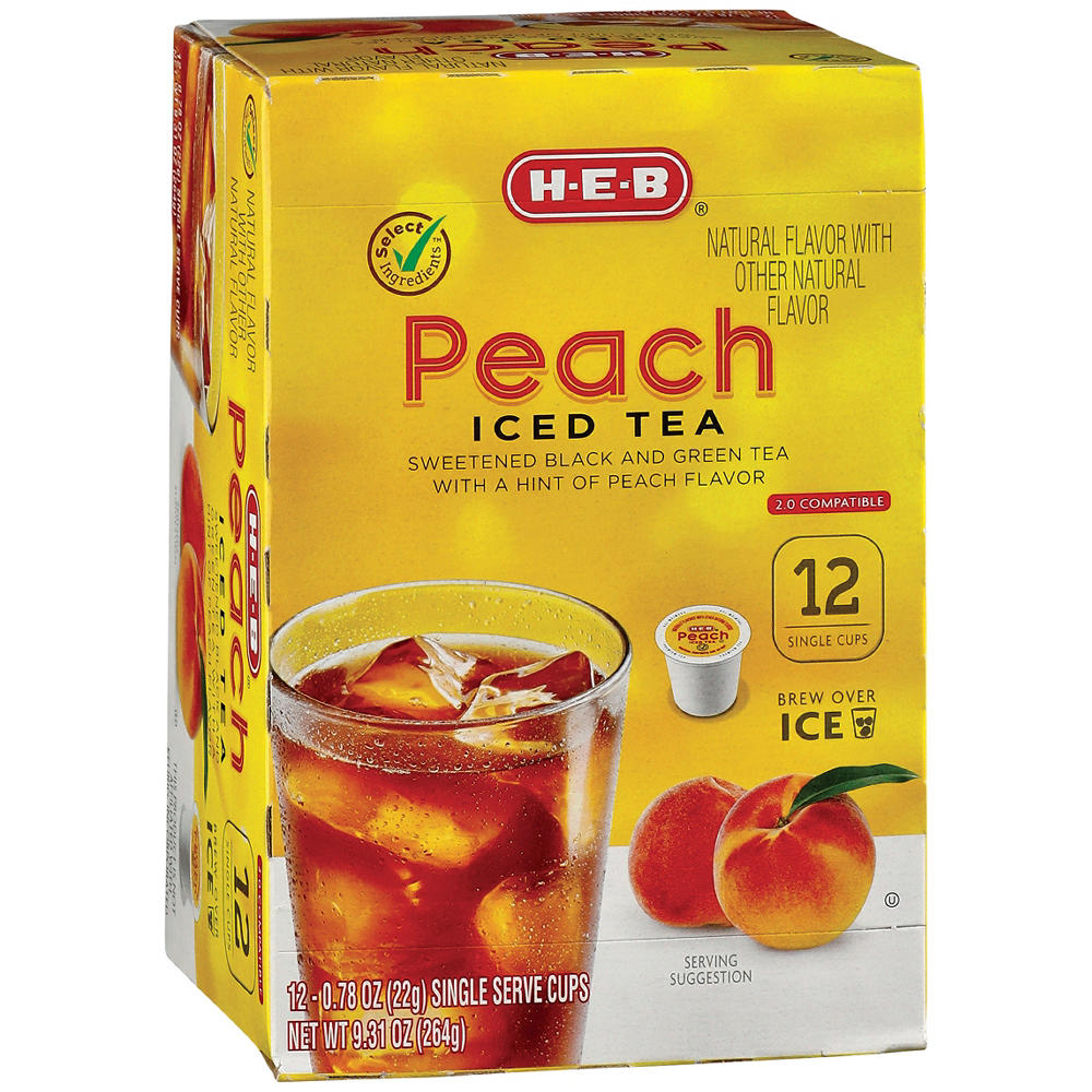 H-E-B Iced Tea Single Serve Cups - Peach, 12 ct