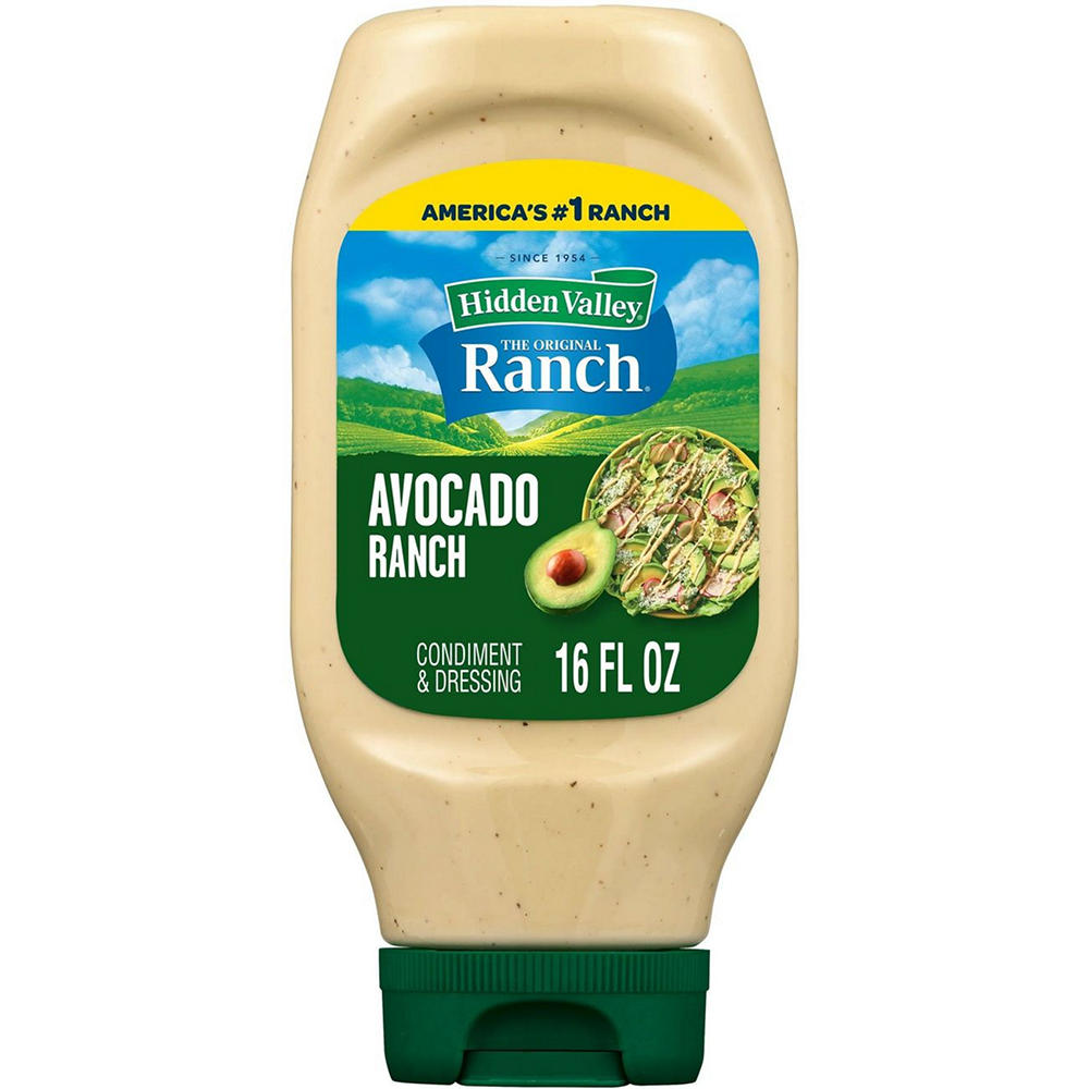 Hidden Valley Avocado Ranch Condiment and Dressing, Easy Squeeze Bottle, 16 oz