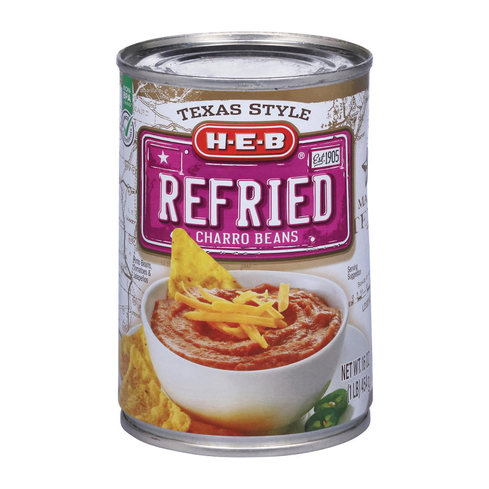 H-E-B Texas Style Refried Charro Beans, 16 oz
