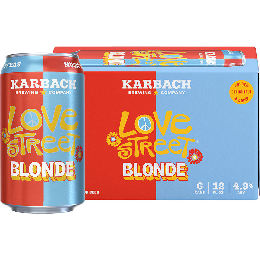 Karbach Love Street Kolsch Style Blonde Craft Beer 6 pk Cans, 12 oz