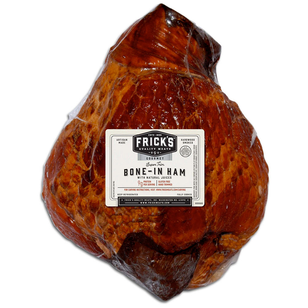 Frick's Fully Cooked Bone-in Hardwood-Smoked Super Trim Whole Ham, Avg. 20.9 lbs