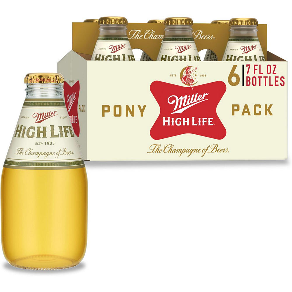 Miller High Life Beer 6 pk Bottles, 7 oz