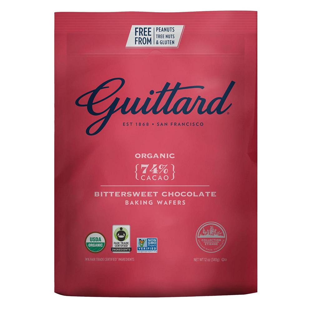 Guittard 74% Cacao Organic Bittersweet Chocolate Baking Wafers, 12 oz
