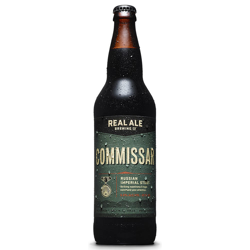 Real Ale Commissar Russian Imperial Stout Craft Beer Bottle, 22 oz