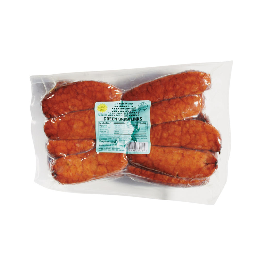 Beasley's Smokehouse Green Onion Smoked Sausage Links - Family Pack, 40 oz