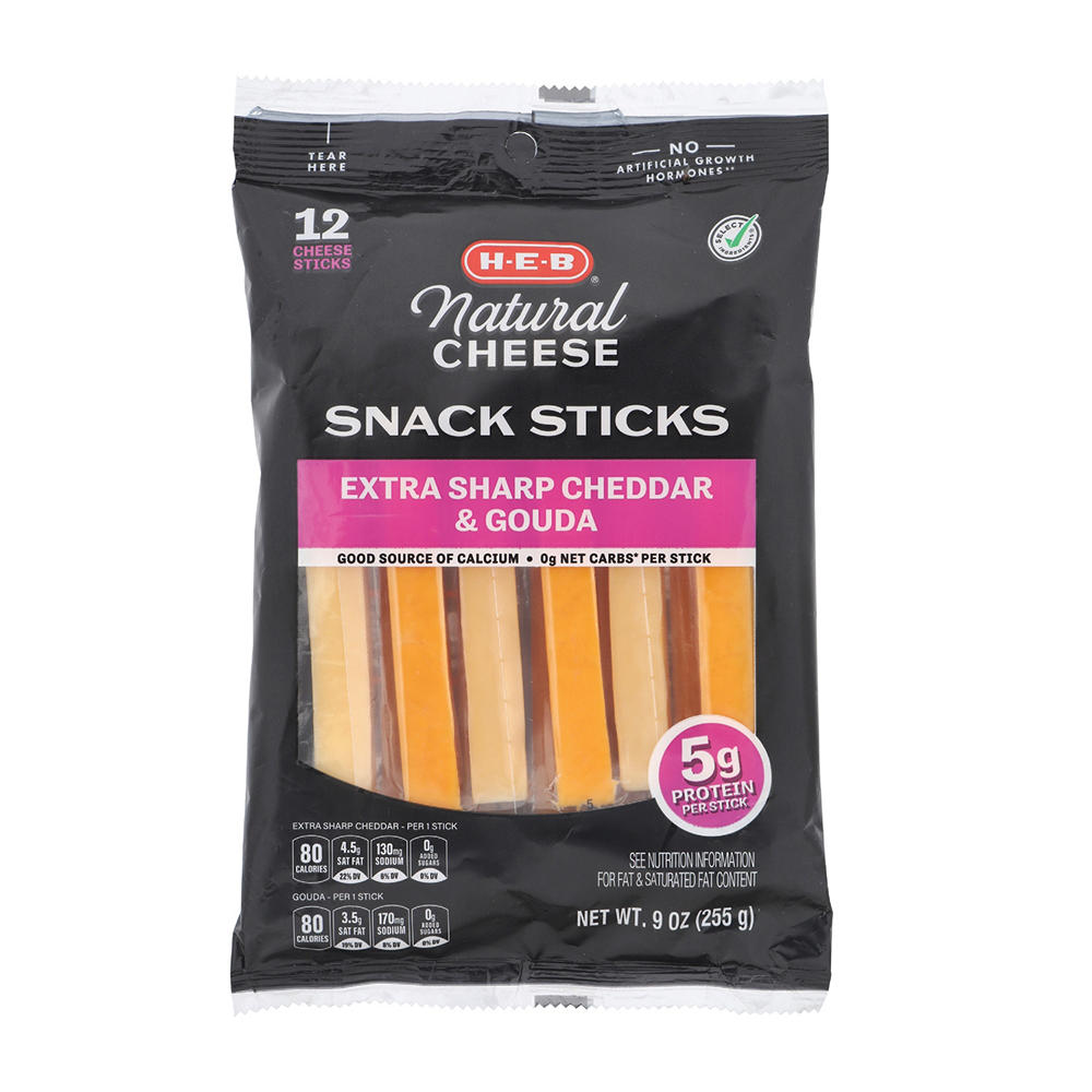 H-E-B Extra Sharp Cheddar & Gouda Cheese Sticks , 12 ct, 9 oz