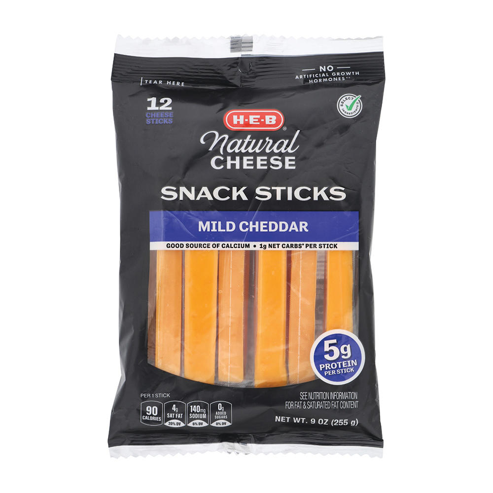 H-E-B Mild Cheddar Cheese Sticks, 12 ct, 9 oz