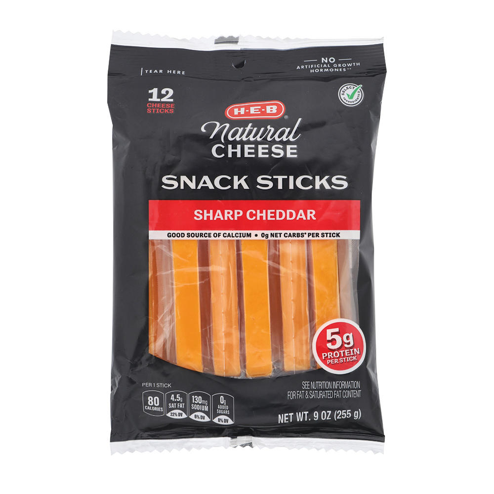 H-E-B Sharp Cheddar Cheese Sticks, 12 ct, 9 oz