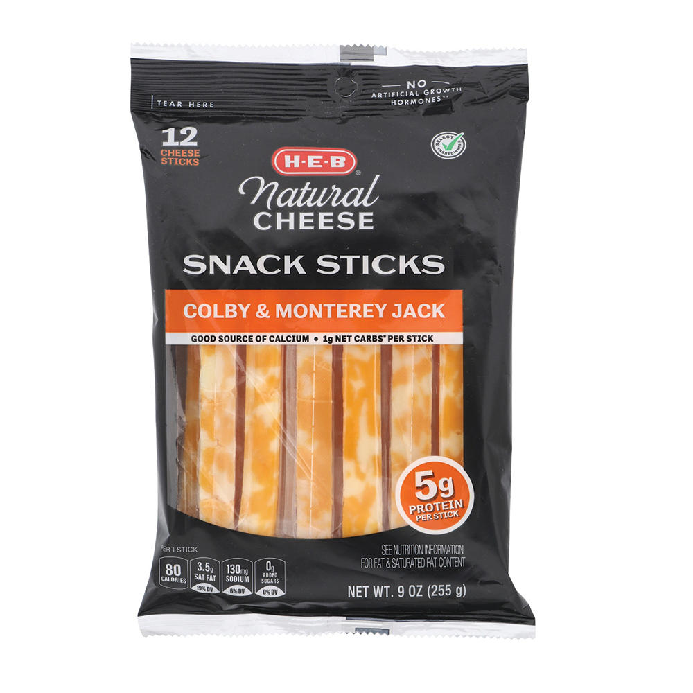 H-E-B Colby & Monterey Jack Cheese Sticks, 12 ct, 9 oz