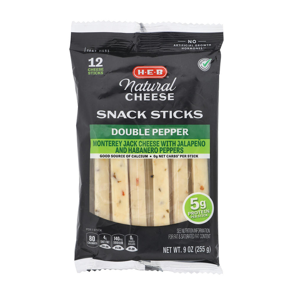 H-E-B Double Pepper Monterey Jack Cheese Sticks, 12 ct, 9 oz