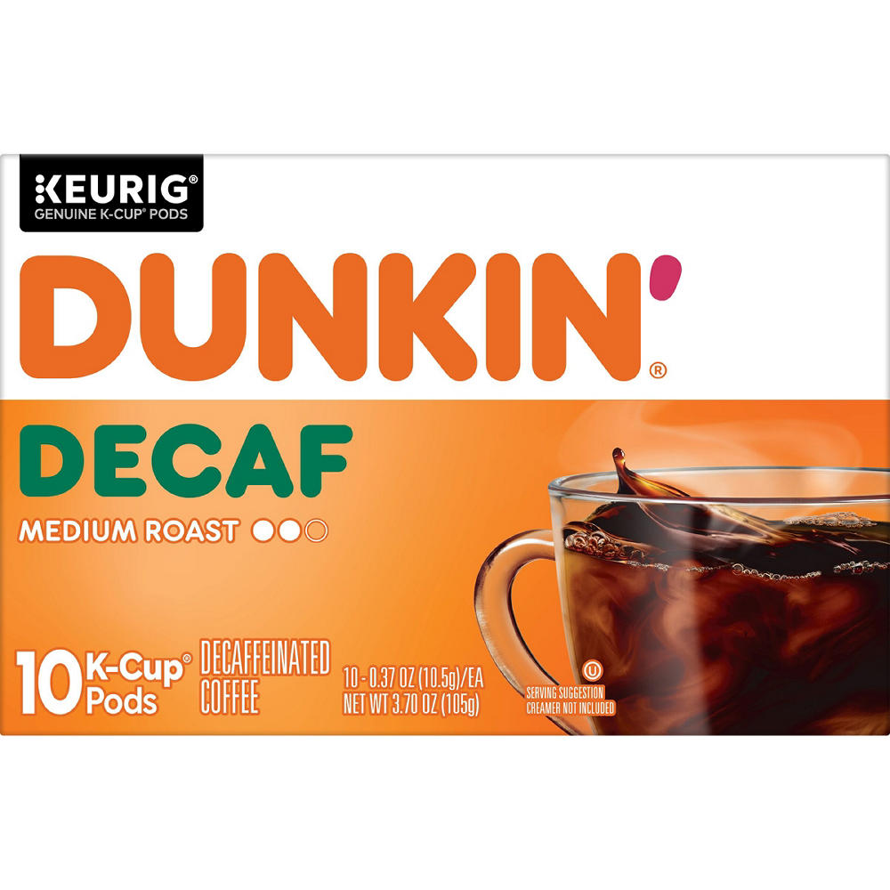 Dunkin' Decaf Medium Roast Single Serve Coffee K Cups, 10 ct