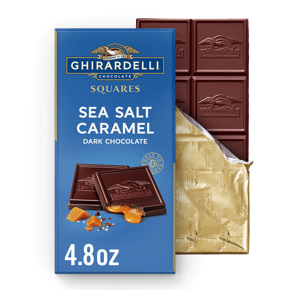 Ghirardelli Squares Sea Salt Caramel Dark Chocolate Bar, 4.8 oz