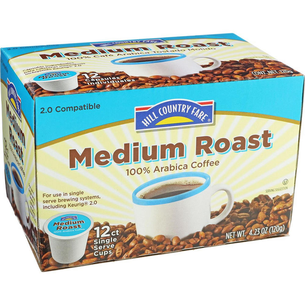 Hill Country Fare Medium Roast Single Serve Coffee Cups, 12 ct