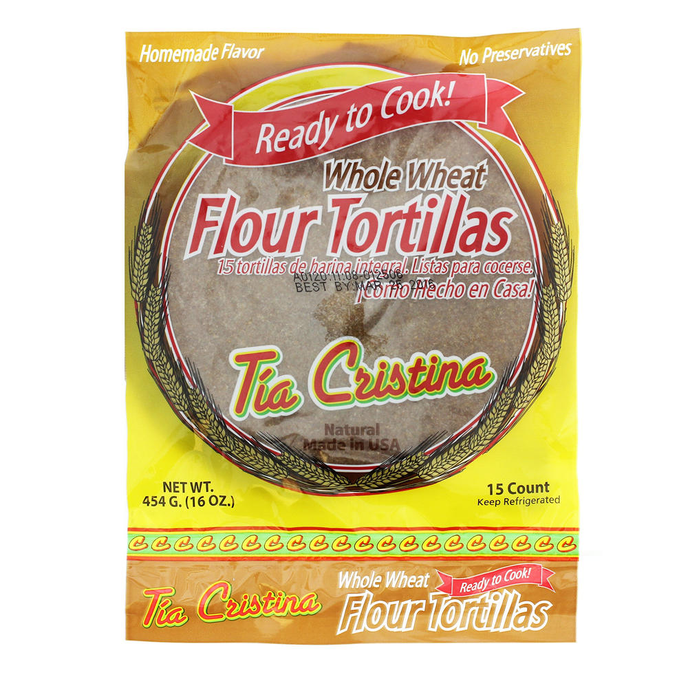Tia Cristina Ready-to-Cook Whole Wheat Flour Tortillas, 15 ct
