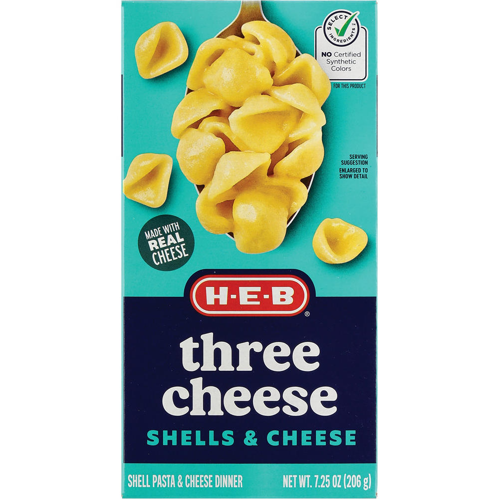 H-E-B Three Cheese & Shells Macaroni & Cheese, 7.25 oz