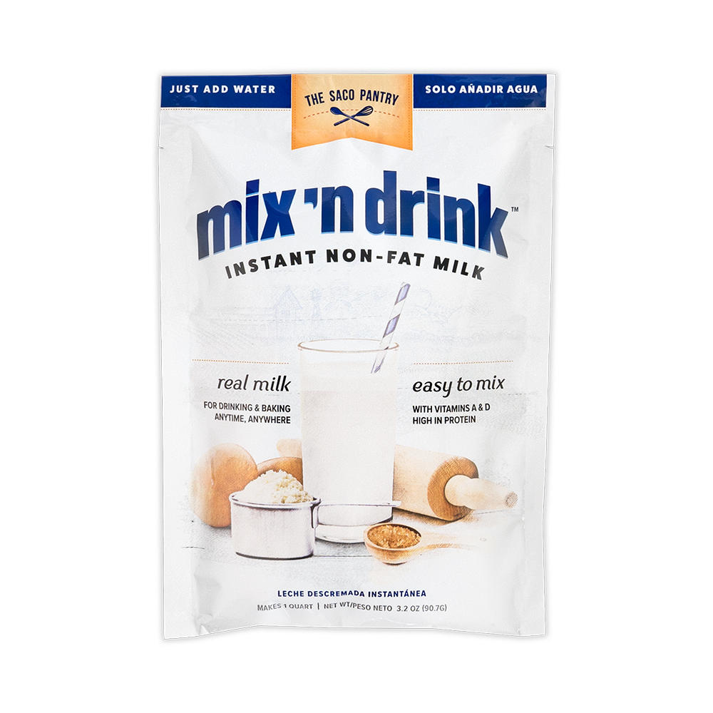 Saco Mix 'N Drink Instant Skim Milk, 3.2 oz