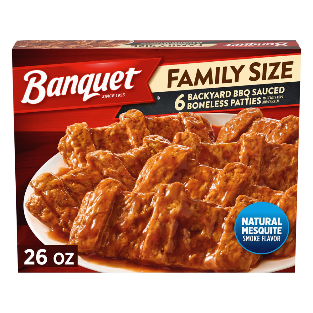 Banquet Family Size Backyard BBQ Boneless Patties Frozen Meal, 26 oz