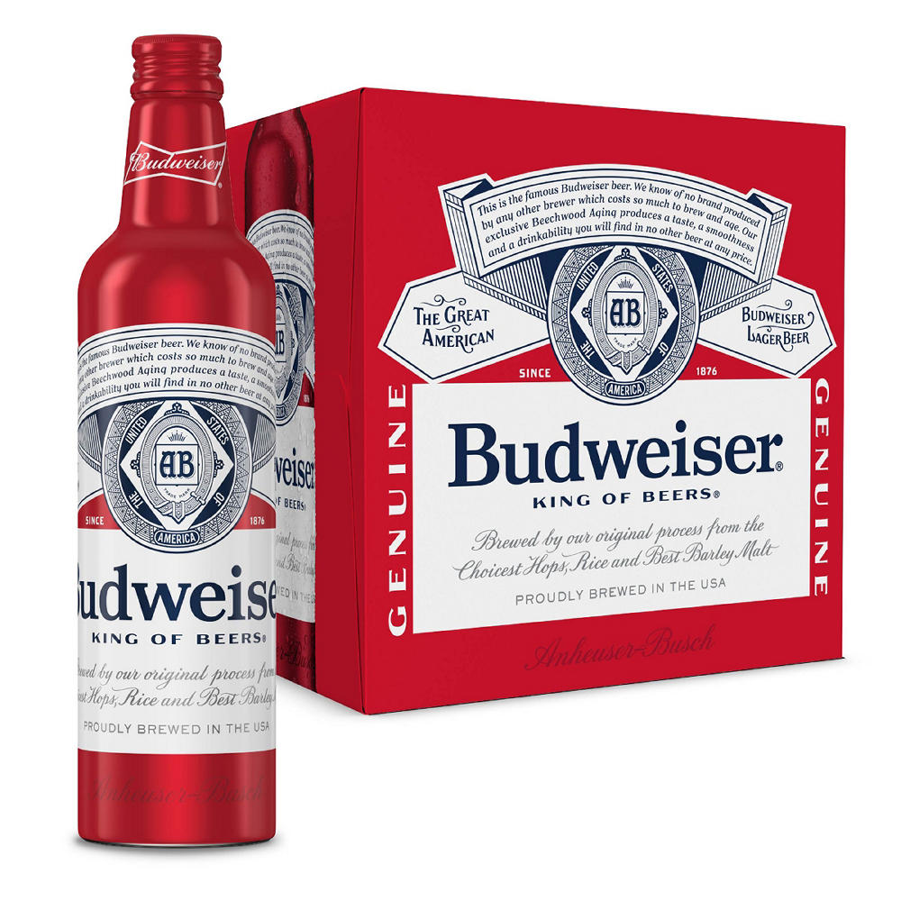 Budweiser American Lager Beer Aluminum Bottles, 12 pk, 16 oz