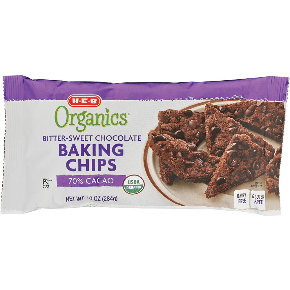 H-E-B Organics 70% Cacao Bitter-Sweet Chocolate Baking Chips, 10 oz