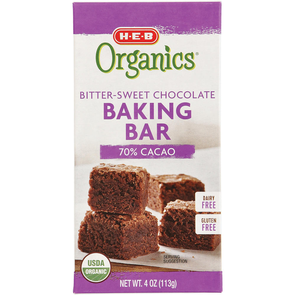 H-E-B Organics 70% Cacao Bitter-Sweet Chocolate Baking Bar, 4 oz