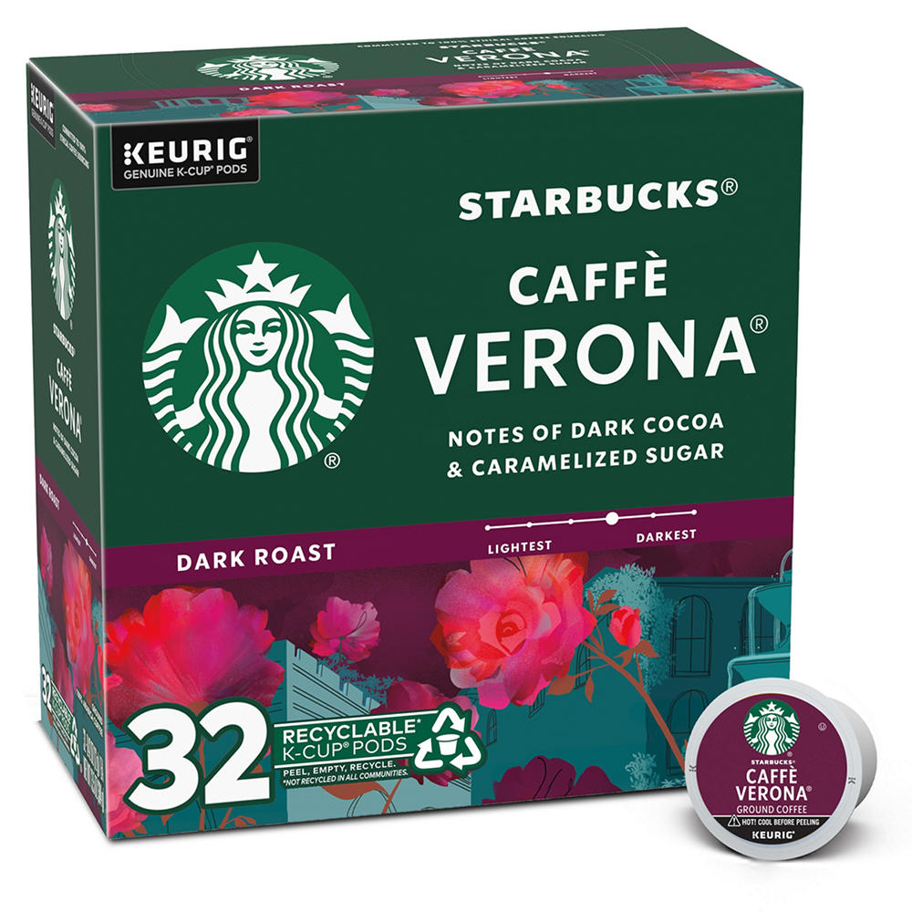 Starbucks Caffe Verona Dark Roast Single Serve Coffee K Cups, 32 ct