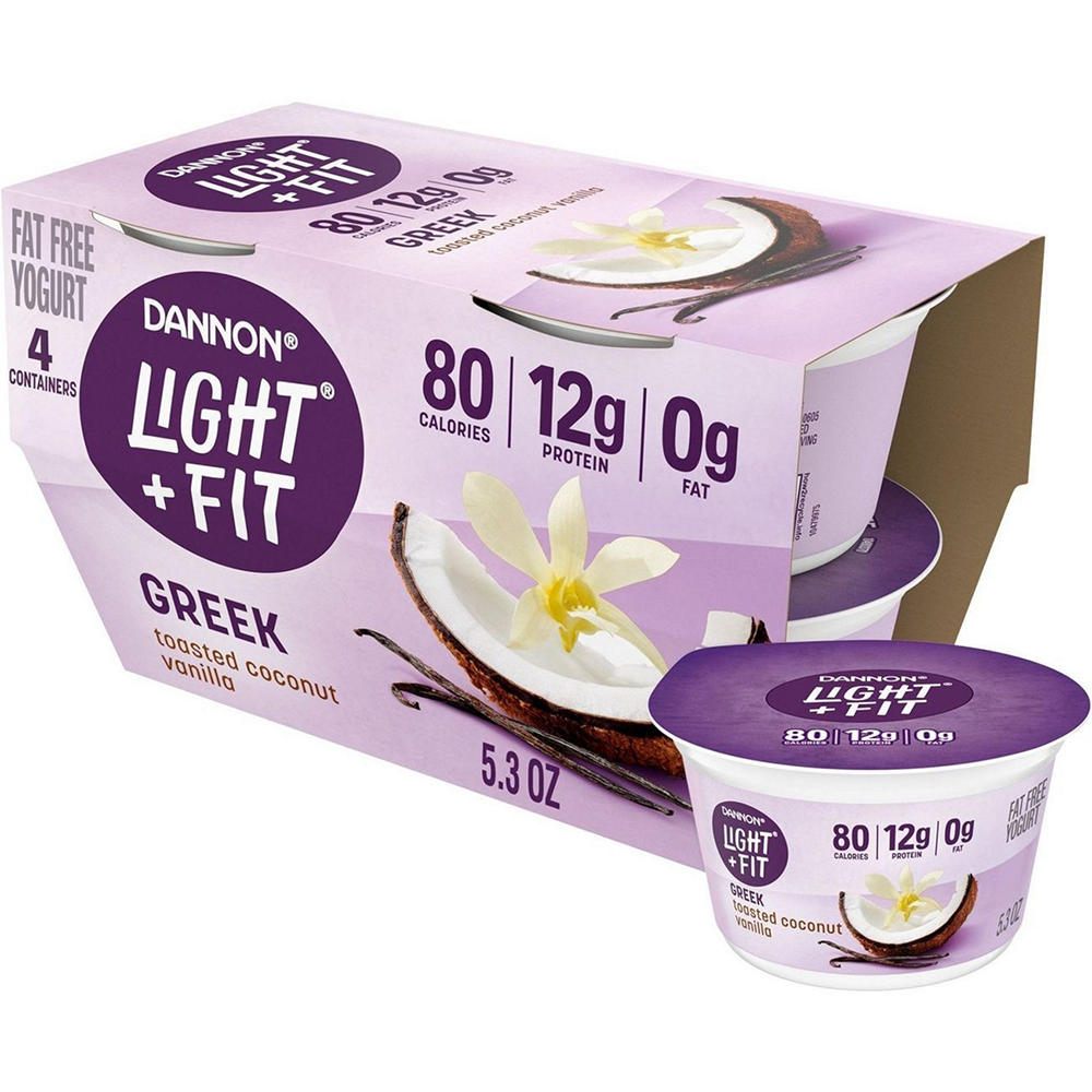 Light + Fit Greek Nonfat 4 pk Yogurt - Toasted Coconut Vanilla, 5.3 oz