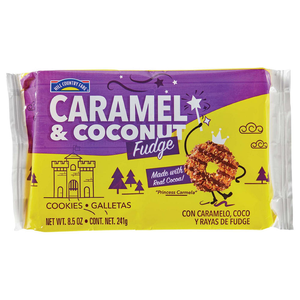 Hill Country Fare Caramel & Coconut Fudge Cookies, 8.5 oz